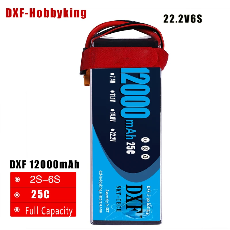 Аккумулятор DXF Lipo 25C-60C 6S, 22,2 в, 12000 мА · ч, для самолета, вертолета, лодки, FPV
Аккумулятор DXF Lipo 25C-60C 6S, 22,2 в, 12000 мА · ч, для самолета, вертолета, лодки, FPV