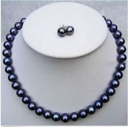 Wedding Woman AA 18'' 9-10MM Black Freshwater Pearl Necklace Set Earring Real Natural Pearl Handmade
Wedding Woman AA 18'' 9-10MM Black Freshwater Pearl Necklace Set Earring Real Natural Pearl Handmade