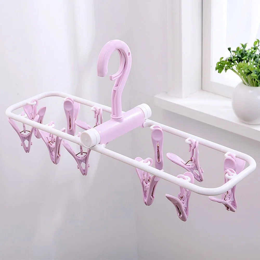 12 Clip Folding Drying Rack Multi-functional Underwear Socks Clip Plastic Rack Clothes Hanger Dryer Towels Cloth Drying Rack
12 Clip Folding Drying Rack Multi-functional Underwear Socks Clip Plastic Rack Clothes Hanger Dryer Towels Cloth Drying Rack