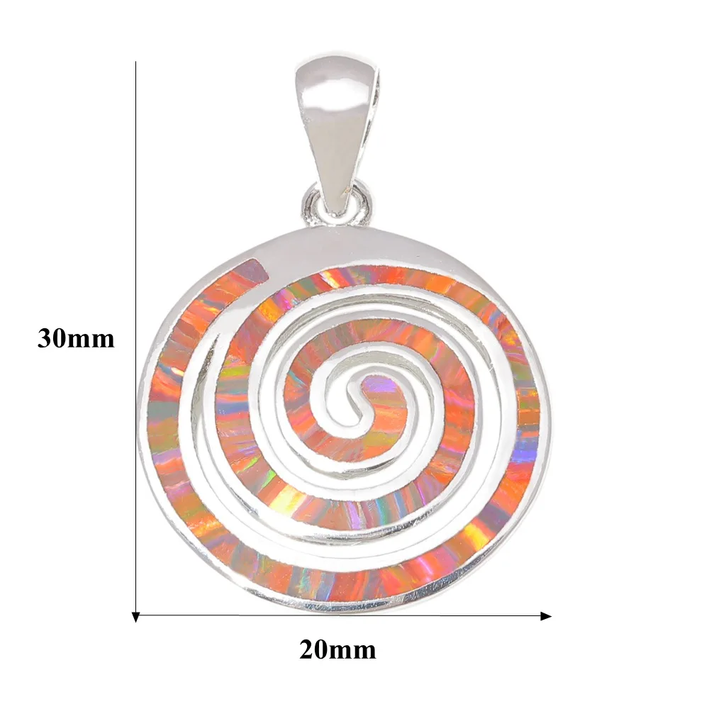 CiNily Created Blue Orange Opal Silver Plated Wholesale for Women Fashion Jewelry Necklace Pendant 11/8''OD6976-77 | Украшения и