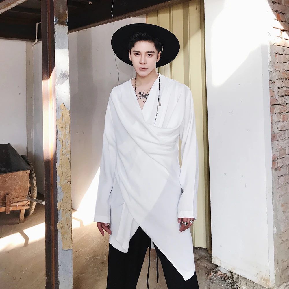 Men Asymmetric Gothic V Neck Rock Singer Long Sleeve T-shirt Casual Top Loose Black White
Men Asymmetric Gothic V Neck Rock Singer Long Sleeve T-shirt Casual Top Loose Black White