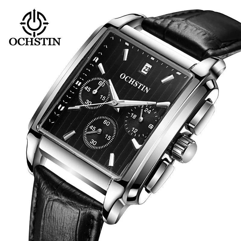 OCHSTIN 2019 Мужские квадратные кварцевые часы черный Элитный бренд бизнес Wriswatch с