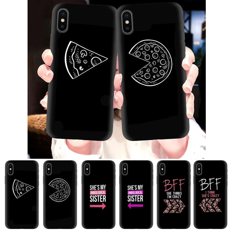 Чехол с изображением пиццы для iphone 11 6 S plus 7 8 X 10 XR XS Pro мягкий чехол черный s Coque love Pair