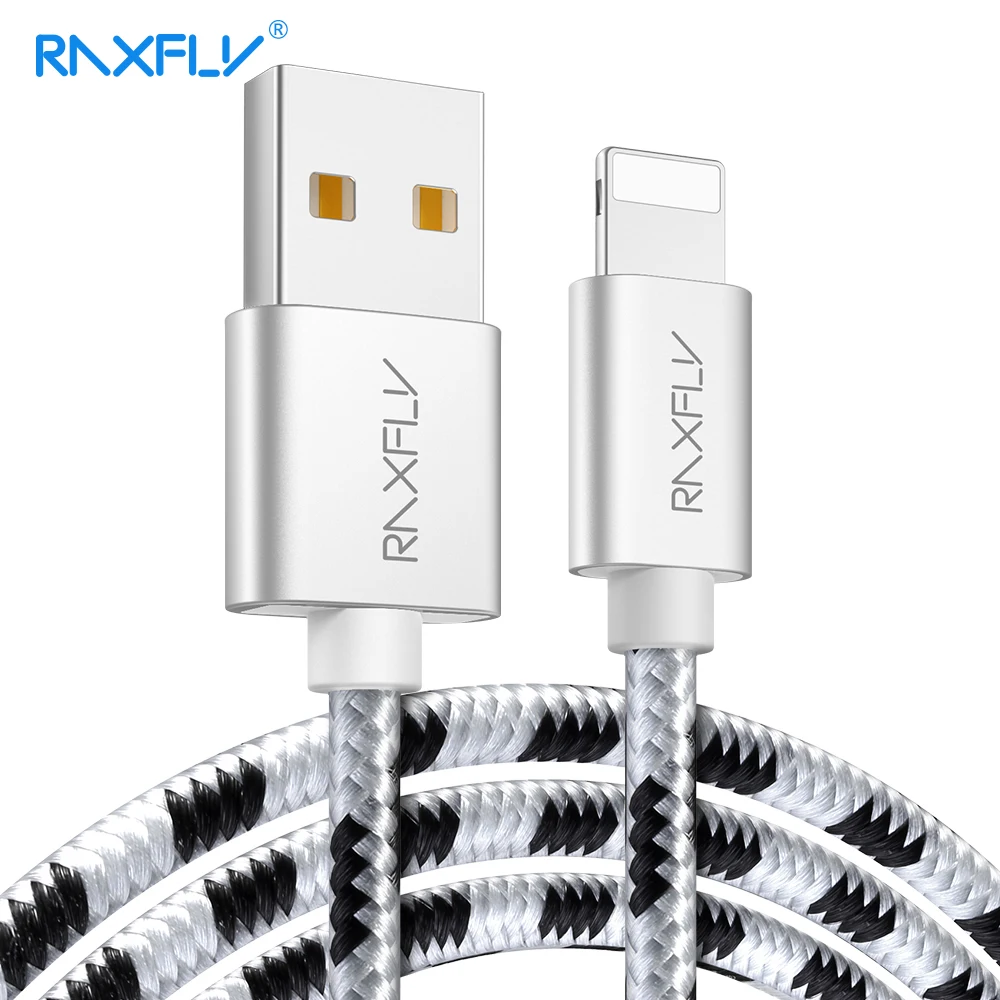 RAXFLY Lightning Кабель USB зарядное устройство нейлоновый кабель для iPhone XS Max телефон