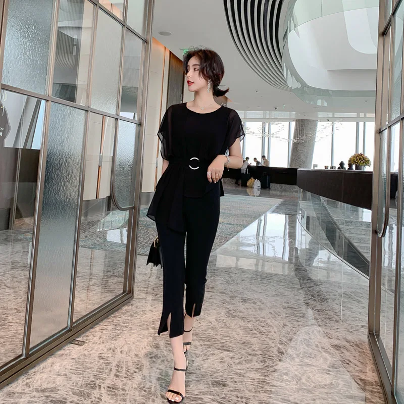 2019 Summer Suit Workwear Sets Black Casual Office Suits For Women Patchwork Chiffon Shirt Tops and Pencil Pants 2 Pieces Set
2019 Summer Suit Workwear Sets Black Casual Office Suits For Women Patchwork Chiffon Shirt Tops and Pencil Pants 2 Pieces Set