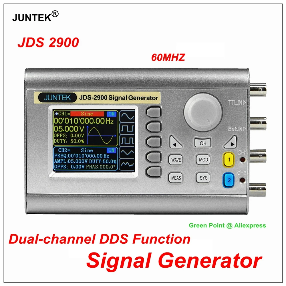 

JUNTEK JDS2900 60MHZ Digital Control Dual-Channel DDS Function Signal Generator Arbitrary Waveform Counter Frequency Meter Tools