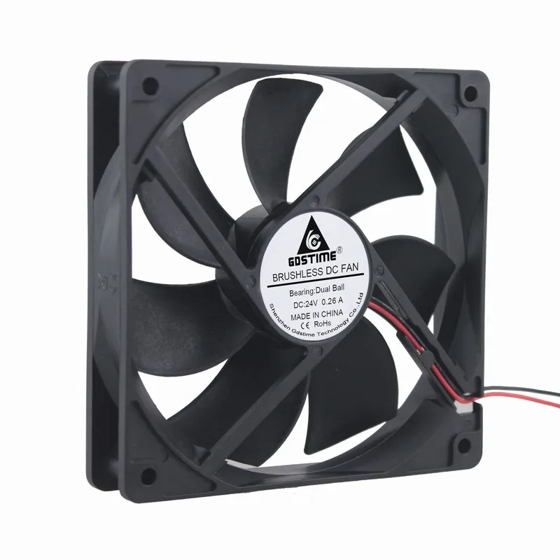 100 Pcs Gdstime 3000RPM 120mm DC 24V Dual Ball Bearing 12cm Brushless PC Case Cooling Fan 120*120*25mm 0.26A 12025B 2Pin
100 Pcs Gdstime 3000RPM 120mm DC 24V Dual Ball Bearing 12cm Brushless PC Case Cooling Fan 120*120*25mm 0.26A 12025B 2Pin