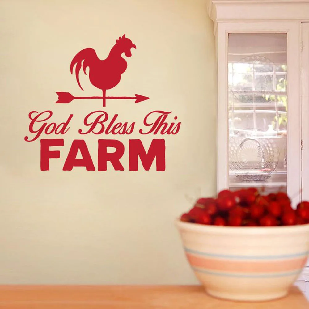 God Bless This Farm Наклейка на стену домашний декор петух цитаты кухня столовая гостиная