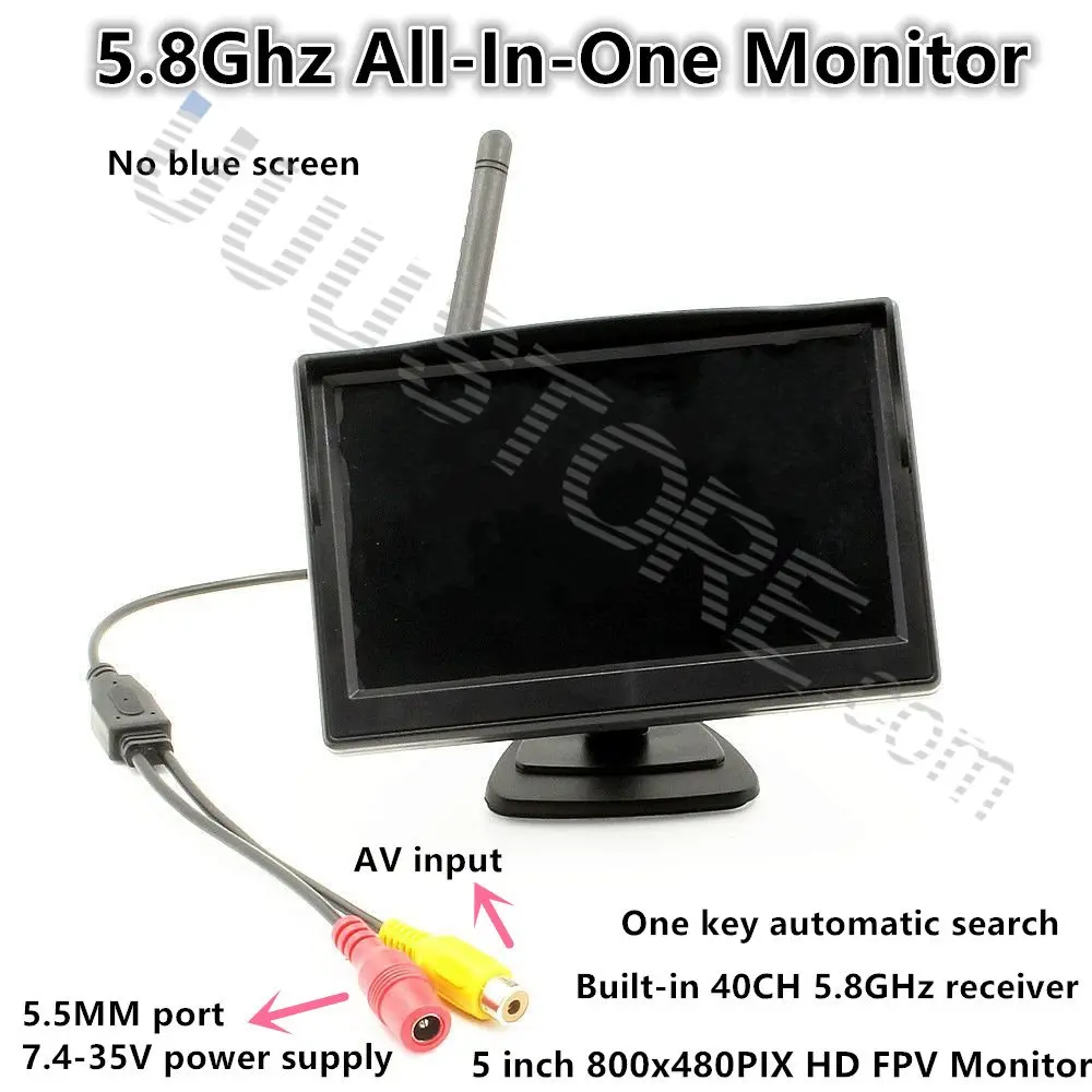 5 inch 800x480 500CD LCD screen 5.8GHz Auto-Searching 40CH Receiver FPV Wireless Monitor for QAV250 RC Quadcopter
5 inch 800x480 500CD LCD screen 5.8GHz Auto-Searching 40CH Receiver FPV Wireless Monitor for QAV250 RC Quadcopter