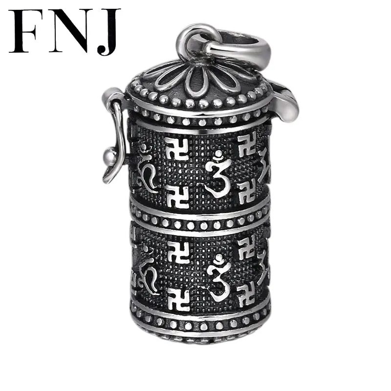 

FNJ 925 Silver Pendant Mantra Buddha Gawu Box Hang 100% Original Pure S925 Thai Silver Men Pendants for Women Jewelry Making