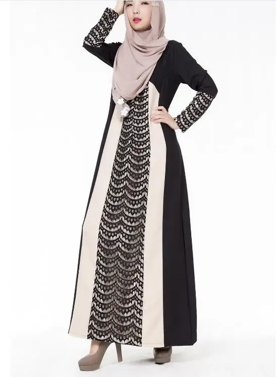 large size women's clothing New Muslim robes Korean Ma national Middle Eastern lace stitching long-sleeved dress
large size women's clothing New Muslim robes Korean Ma national Middle Eastern lace stitching long-sleeved dress