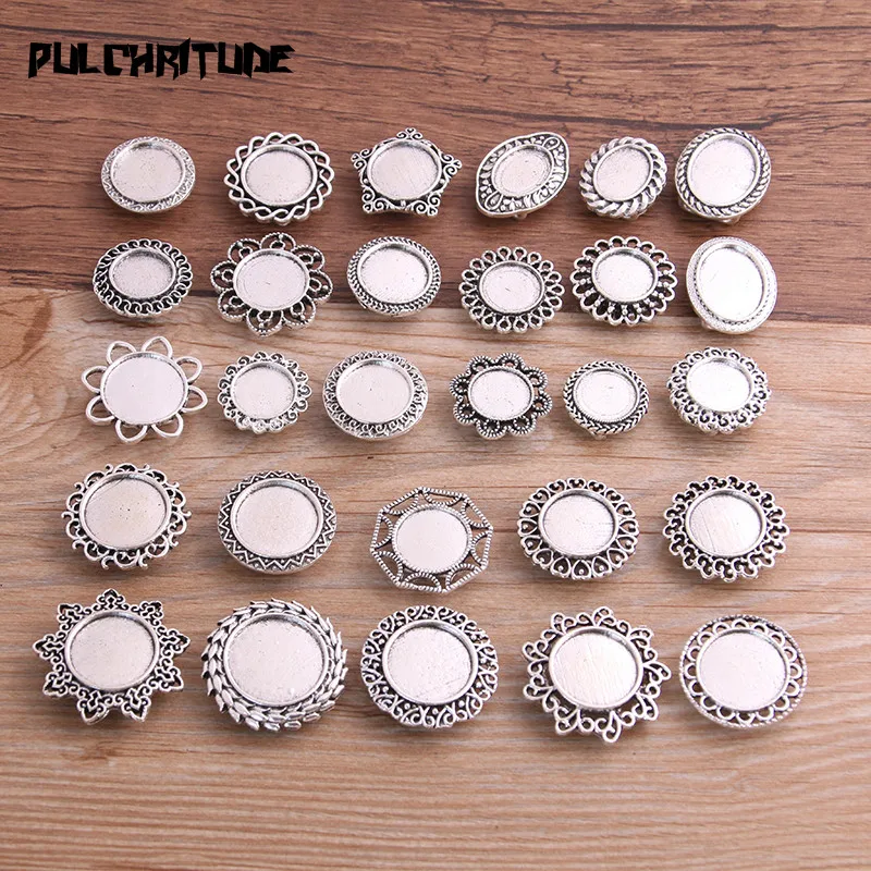 6PCS Mix Sizes 28 Styles Leather Beads Antique Silver Blank Cabochon Setting Diy Bracelets Making Supplies For 10mm Leather Cord
6PCS Mix Sizes 28 Styles Leather Beads Antique Silver Blank Cabochon Setting Diy Bracelets Making Supplies For 10mm Leather Cord