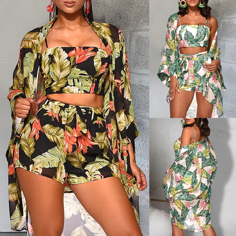 Summer Women Sexy Floral Print Spaghetti Strap Bikini Set Short and Chiffon Cover up Swimsuit Bathing Suit Swimming Costume 3PCS
Summer Women Sexy Floral Print Spaghetti Strap Bikini Set Short and Chiffon Cover up Swimsuit Bathing Suit Swimming Costume 3PCS
