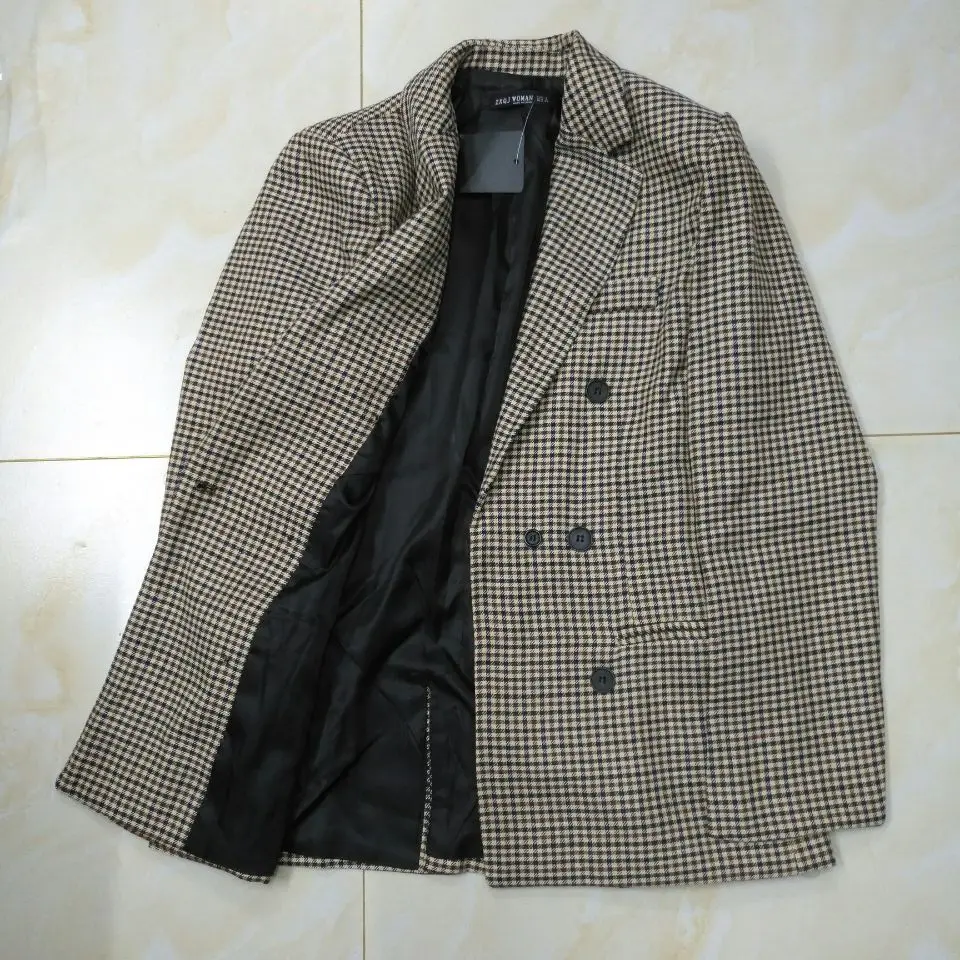 2018 women plaid blazer autumn Blazer cotton linen notched single button drop shipping SML office lady casual female coat gray
2018 women plaid blazer autumn Blazer cotton linen notched single button drop shipping SML office lady casual female coat gray