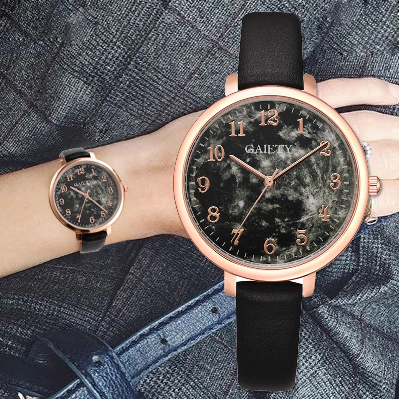 Фото Женские кварцевые часы Gaiety брендовые модные с кожаным ремешком - купить