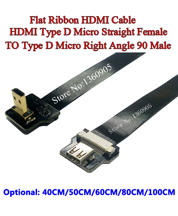 40/50/60/80/100CM Ultra Thin Flat HDMI Cable Micro Straight Type D Micro Female to Male Micro Right Angle 90 Degree Ribbon Cable
40/50/60/80/100CM Ultra Thin Flat HDMI Cable Micro Straight Type D Micro Female to Male Micro Right Angle 90 Degree Ribbon Cable
