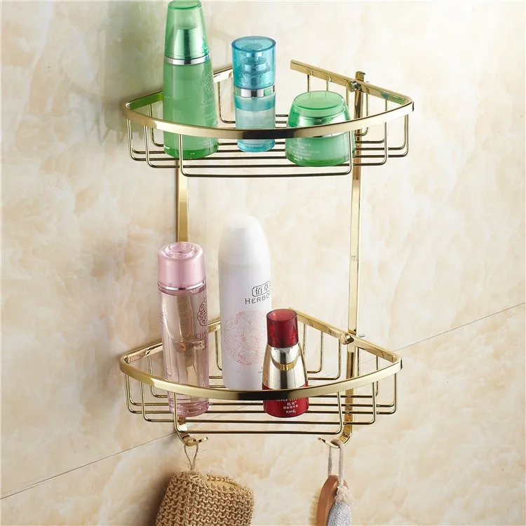 Bathroom Shelves Wall Mounted Golden Brass Bathroom Soap Basket Bath Shower Shelf Basket Holder Building Material HJ-118K
Bathroom Shelves Wall Mounted Golden Brass Bathroom Soap Basket Bath Shower Shelf Basket Holder Building Material HJ-118K