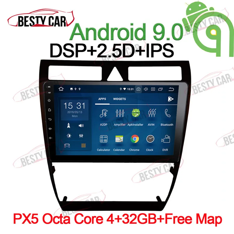 9 "Android 0 Автомобильный мультимедийный плеер стерео gps для Audi A6 S6 RS6 Allroad 1997 ~ 2004