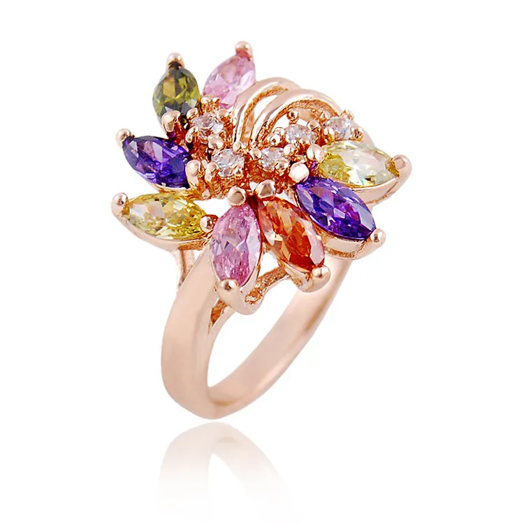 New 585 Rose Gold Color Women Ring Bohemian Jewelry Multi Color Zircon Design Rings for Lady
New 585 Rose Gold Color Women Ring Bohemian Jewelry Multi Color Zircon Design Rings for Lady