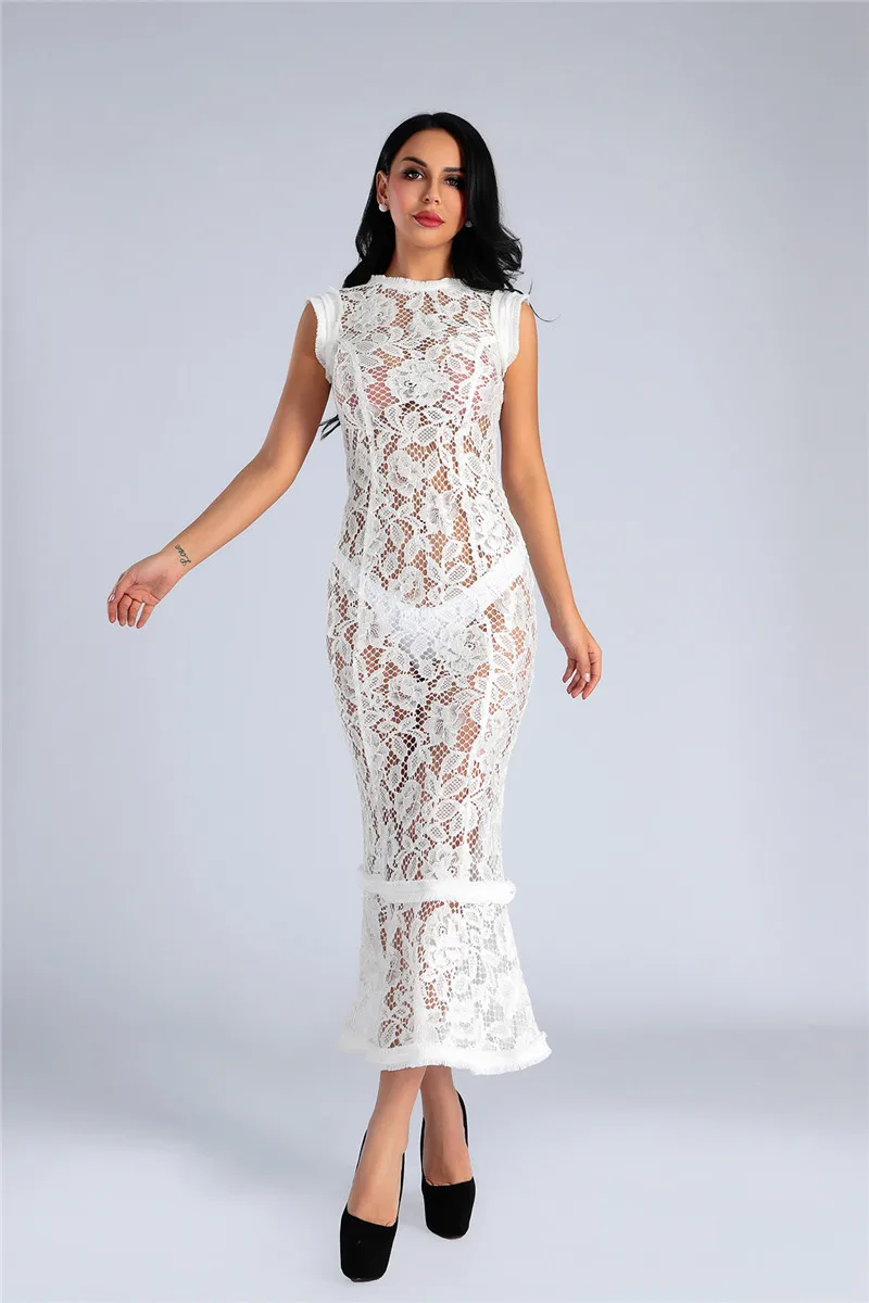 High Quality White Sleeveless Lace Fishtail Maxi Celebrity Sexy Women''s Dresses Evening Party Dress
High Quality White Sleeveless Lace Fishtail Maxi Celebrity Sexy Women''s Dresses Evening Party Dress