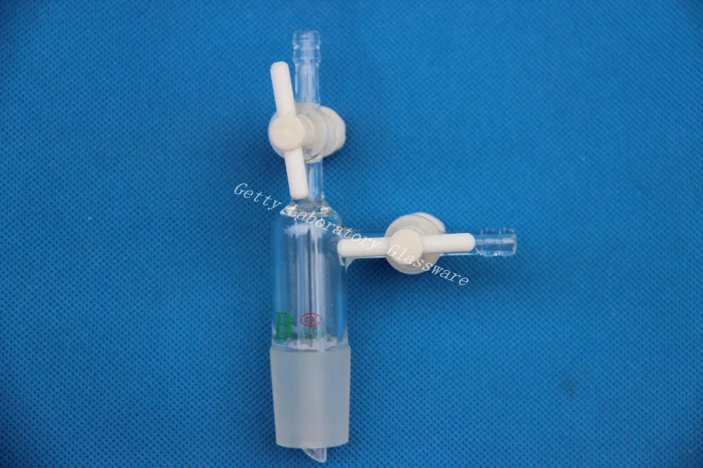 Lab Glass Vacuum Transfer Adapter, with 2 PTFE stopcocks, 24/29 joint,10mm hose connection
Lab Glass Vacuum Transfer Adapter, with 2 PTFE stopcocks, 24/29 joint,10mm hose connection
