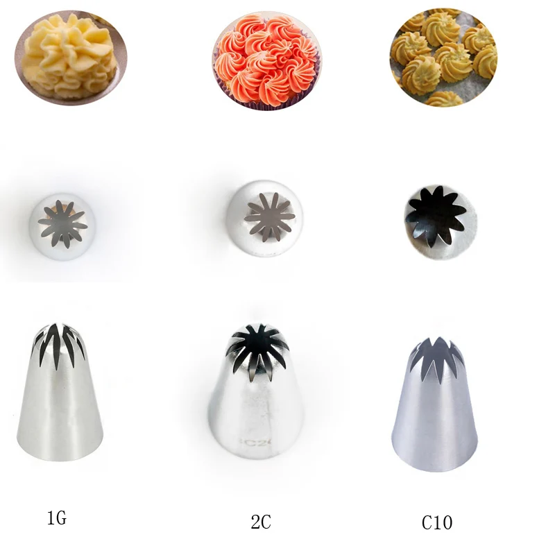 3PCS Stainless Steel Pastry Nozzles Cookies Icing Piping Nozzle Piping Tips Cake Decorating Tools Kitchen Accessories#1G#2C#C10
3PCS Stainless Steel Pastry Nozzles Cookies Icing Piping Nozzle Piping Tips Cake Decorating Tools Kitchen Accessories#1G#2C#C10