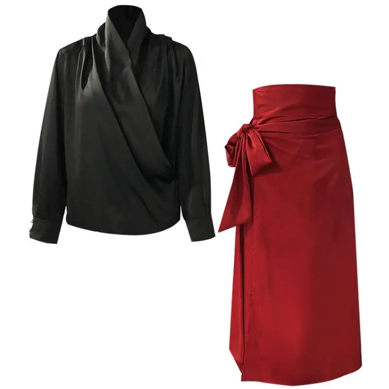 New Fashion Women Korean OL Two-Piece Set Ladies Blouse Top And Split Skirt Suits Female Satin Silk Outfits Clothes Sets F160
New Fashion Women Korean OL Two-Piece Set Ladies Blouse Top And Split Skirt Suits Female Satin Silk Outfits Clothes Sets F160