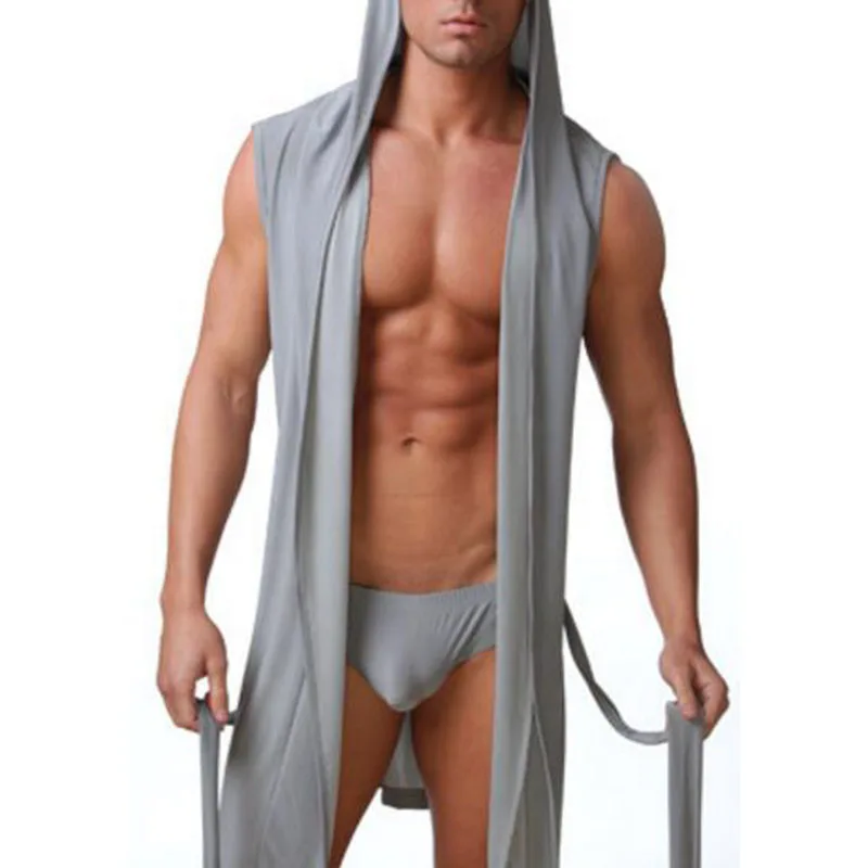Men Casual Pajamas Sexy Sleeveless Sleepwear Homewear With Underwear Robe Hooded Bathrobe Men's Robes Comfortable Sexy Robe
Men Casual Pajamas Sexy Sleeveless Sleepwear Homewear With Underwear Robe Hooded Bathrobe Men's Robes Comfortable Sexy Robe