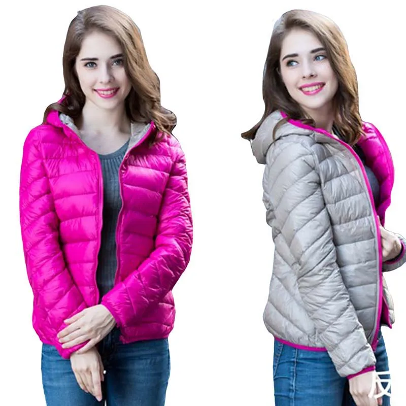 Two Side Wear White Duck Down Jackets Women Light Thin Short Hooded Down Coats Plus Size Ultra Light Women Casual Outwear YP0853
Two Side Wear White Duck Down Jackets Women Light Thin Short Hooded Down Coats Plus Size Ultra Light Women Casual Outwear YP0853