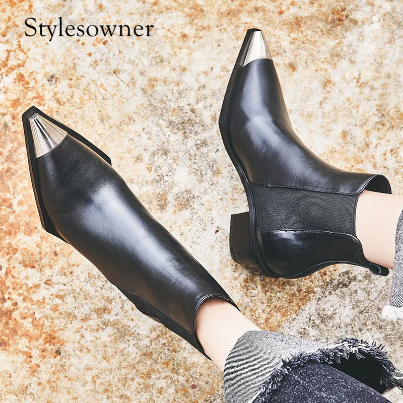 Stylesowner 2018 популярные дизайнерские зимние женские короткие ботинки с острым