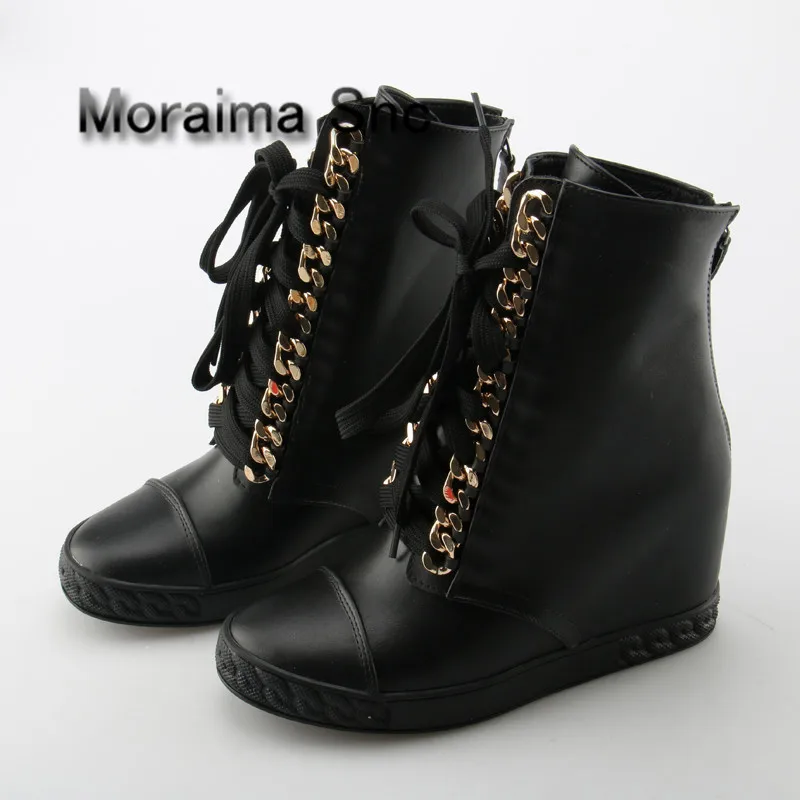 Moraima Snc Golden Chain Women Shoes Lace up High Wedge Platform Hidden Heel Zapatos Wome Shoes Mujer High Feminino Ankle Boots
Moraima Snc Golden Chain Women Shoes Lace up High Wedge Platform Hidden Heel Zapatos Wome Shoes Mujer High Feminino Ankle Boots
