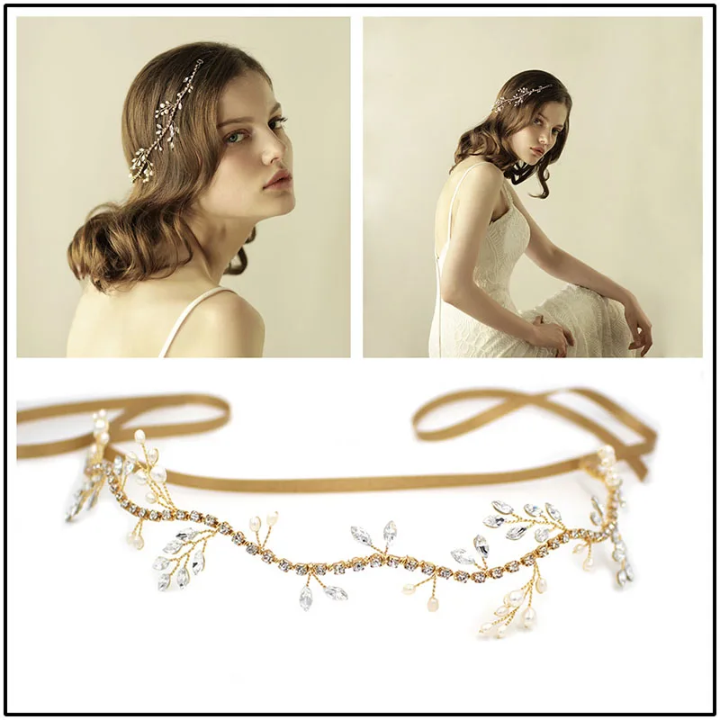 SLBRIDAL Handmade Ribbon Rhinestone Crystal Natural Pearls Leaf Wedding Tiara Headband Bridal Headpiece Hair accessories Women
SLBRIDAL Handmade Ribbon Rhinestone Crystal Natural Pearls Leaf Wedding Tiara Headband Bridal Headpiece Hair accessories Women