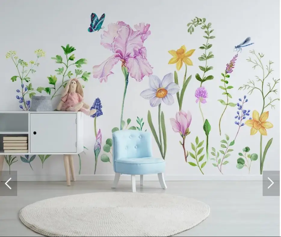 

3D Flower Butterfly Photo Wallpaper Mural Wall Papers Roll for Living Room TV Backsplash Art Wall Decor Murals Contact Paper