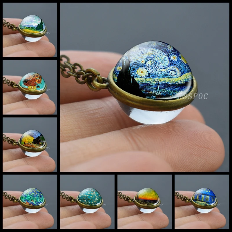 Van Gogh Vintage Jewelry Bronze Chain Double Side Glass Ball Necklace Starry Night Art Sphere Crystal Pendant for Kid & Adult
Van Gogh Vintage Jewelry Bronze Chain Double Side Glass Ball Necklace Starry Night Art Sphere Crystal Pendant for Kid & Adult