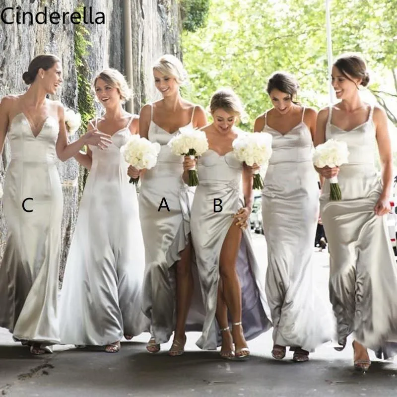 Cinderella V-Neck Spaghetti Straps Side Slit A-Line Elastic Satin Bridesmaid Gowns Hot Zipper Back Silk Satin Bridesmaid Dresses
Cinderella V-Neck Spaghetti Straps Side Slit A-Line Elastic Satin Bridesmaid Gowns Hot Zipper Back Silk Satin Bridesmaid Dresses