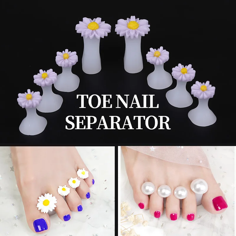 8 шт Nail art разделитель для пальцев ноги Цветочное сердце украшенная камнями и