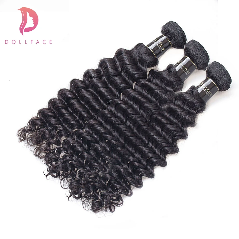 Dollface индийские натуральные кудрявые пучки волос глубокая волна 100%