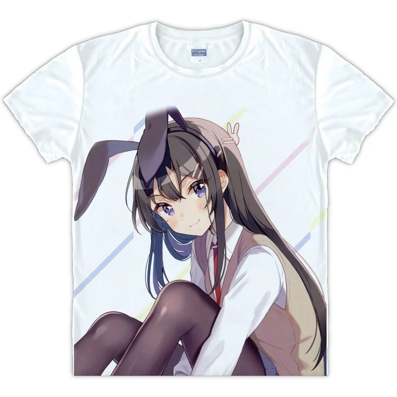 Мужская футболка аниме Rascal Not Dream of Bunny Girl Senpai с короткими рукавами унисекс белая