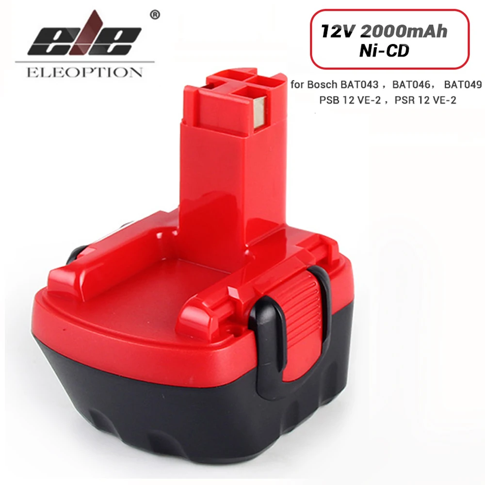 ELEOPTION 12V 2000mAh Ni-CD Battery for Bosch 12V Drill GSR 12 VE-2,GSB 12 VE-2,PSB 12 VE-2, BAT043 BAT045 BTA120 26073 35430
ELEOPTION 12V 2000mAh Ni-CD Battery for Bosch 12V Drill GSR 12 VE-2,GSB 12 VE-2,PSB 12 VE-2, BAT043 BAT045 BTA120 26073 35430