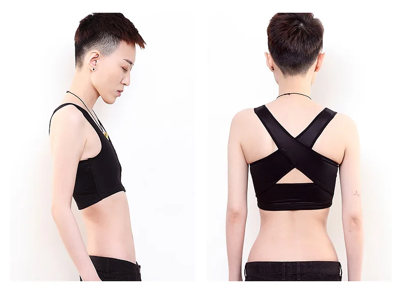 Lesbian Tomboy Vest Les Tank Top Corset Cross Back Short Bandage Sculpting Comfort Strengthen Breathable Summer | Женская одежда