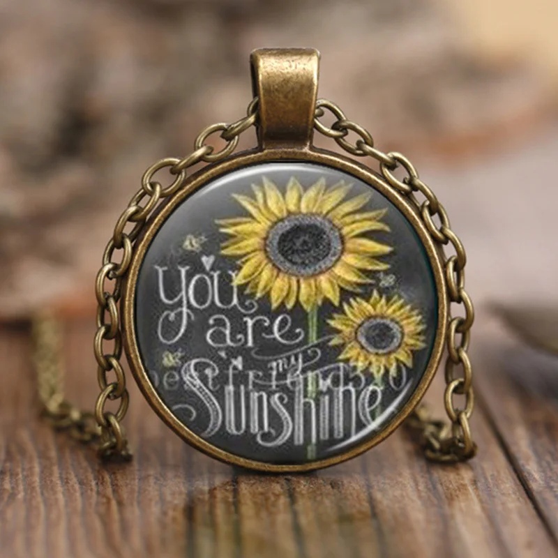 Sunflower Vintage Necklace for Women You are My Sun Crystal Bronze Pendant Chain Necklace
Sunflower Vintage Necklace for Women You are My Sun Crystal Bronze Pendant Chain Necklace