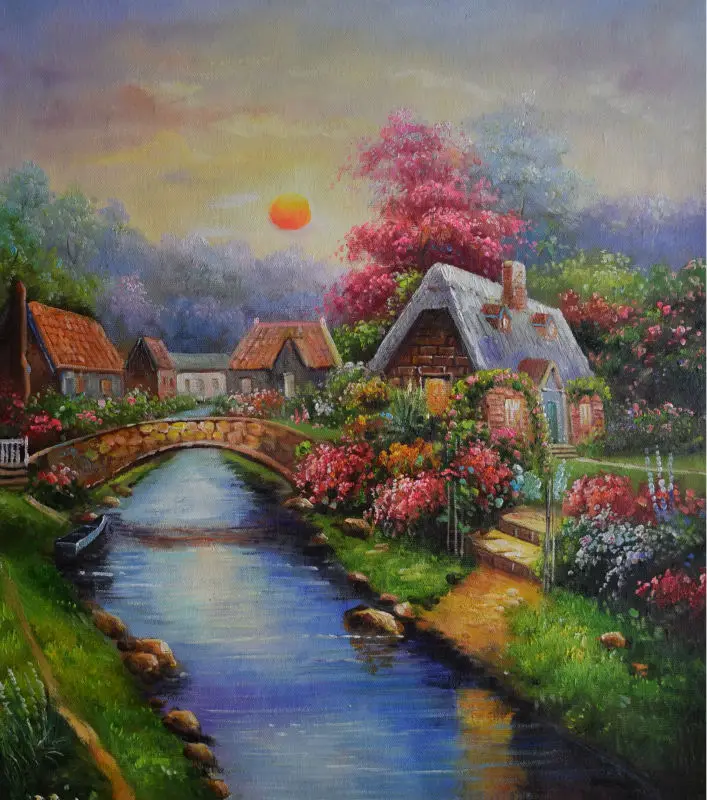Hand Painted European Style Oil Canvas Painting Realist Forest House Landscape Oil Painting Wall Art Picture Painting for Room
Hand Painted European Style Oil Canvas Painting Realist Forest House Landscape Oil Painting Wall Art Picture Painting for Room