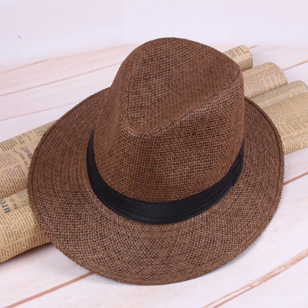 Aowofs мужская шляпа Fedoras летняя Осенняя соломенная Monofila Мужская t ковбойская