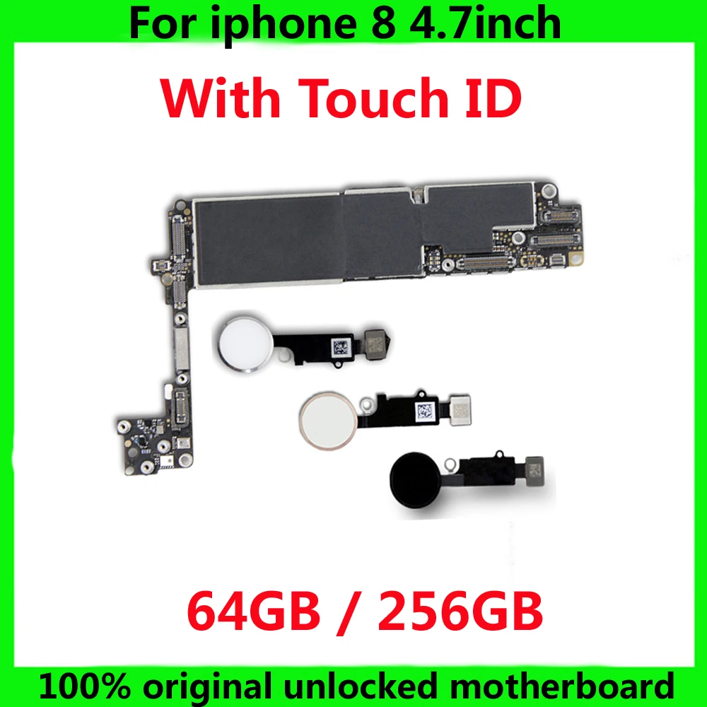 For iphone 8 Original unlocked IOS System motherboard with / NO touch ID 64gb 256gb Clean iCloud mainboard+chips logic board
For iphone 8 Original unlocked IOS System motherboard with / NO touch ID 64gb 256gb Clean iCloud mainboard+chips logic board