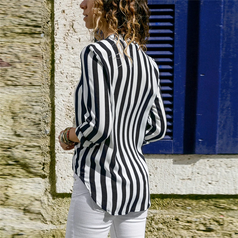 Women Striped Long Sleeve Shirts Elegant V neck Blouse Casual Chiffon Tops Chemisier Femme Office Ladies Tops Plus Size S-3XL
Women Striped Long Sleeve Shirts Elegant V neck Blouse Casual Chiffon Tops Chemisier Femme Office Ladies Tops Plus Size S-3XL