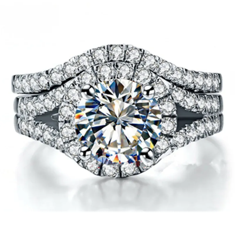 Solid 925 Sterling Silver Set Rings White Gold Color Stunning 2Ct Diamond Diamond Rings Micro-paved Romantic Jewelry for HER
Solid 925 Sterling Silver Set Rings White Gold Color Stunning 2Ct Diamond Diamond Rings Micro-paved Romantic Jewelry for HER