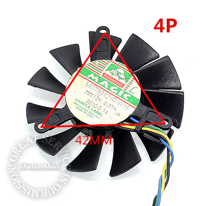 video card fanNew MGT6012LR MGT6012XR MGT60YR 42*42*42mm Pitch 4P graphics card fan 12V 0.23A 55mm diameter
video card fanNew MGT6012LR MGT6012XR MGT60YR 42*42*42mm Pitch 4P graphics card fan 12V 0.23A 55mm diameter
