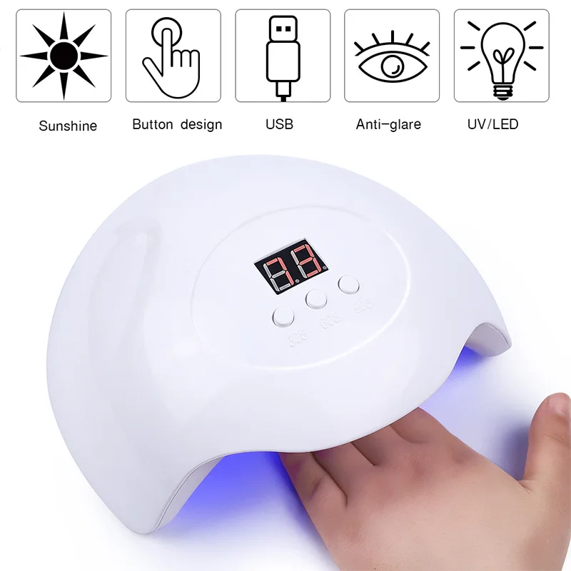 SUN UV 45W Nail Dryer LED Lamp Gel Polish Curing Sun Light USB For All Manicure Ice Lampa Art Tools | Красота и здоровье