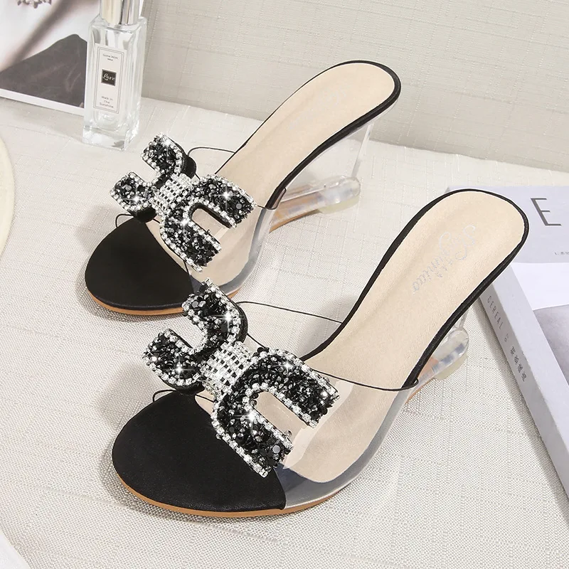 High Heel Crystal Sandals Women Summer Peep Toe Sandals Ladies Sexy Female Rhinestone Transparent Heel Wedges Slip On Shoe
High Heel Crystal Sandals Women Summer Peep Toe Sandals Ladies Sexy Female Rhinestone Transparent Heel Wedges Slip On Shoe
