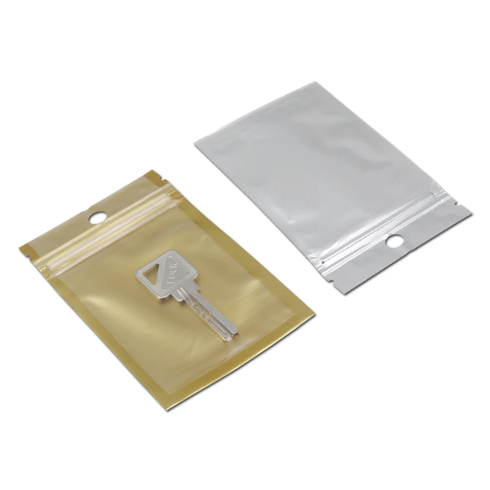 Small 7.5*12cm Gold / Clear Plastic Zip Lock Packaging Bag Self Seal Zipper Storage Packing Bag Hang Hole Package Pouch Poly Bag
Small 7.5*12cm Gold / Clear Plastic Zip Lock Packaging Bag Self Seal Zipper Storage Packing Bag Hang Hole Package Pouch Poly Bag